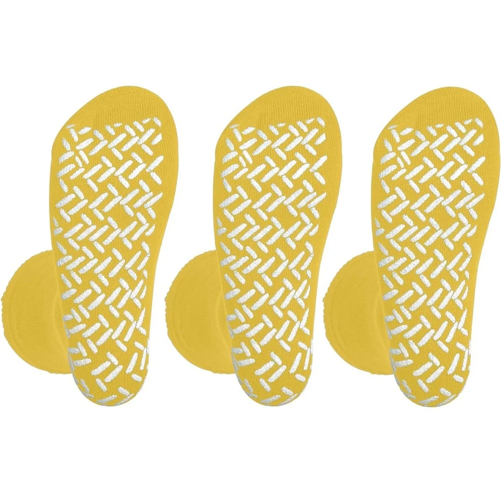 LSL One Pair New Yellow Traction Socks in Package Unisex Will Fit Most Feet xxl